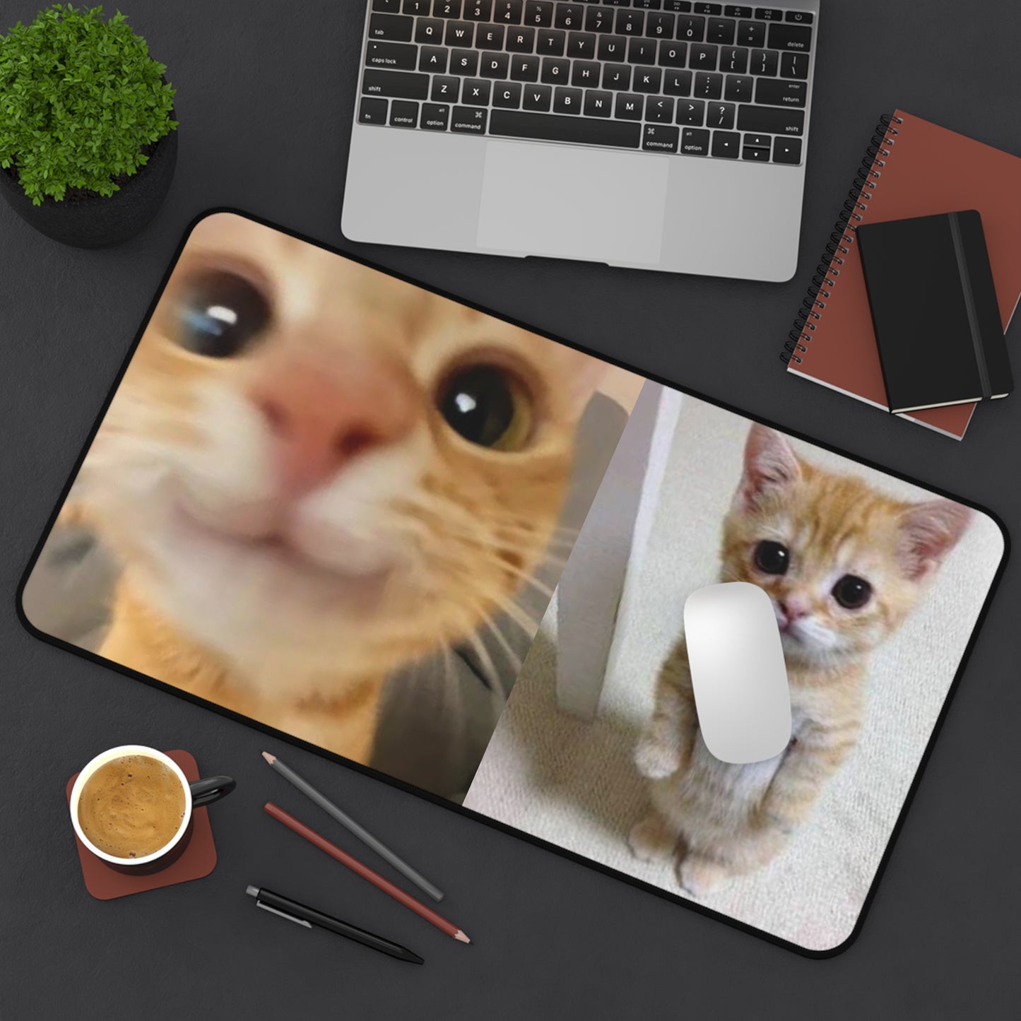 Cute Ginger Kitten Desk Mat — Photo Collage Mouse Pad for Cat Lovers