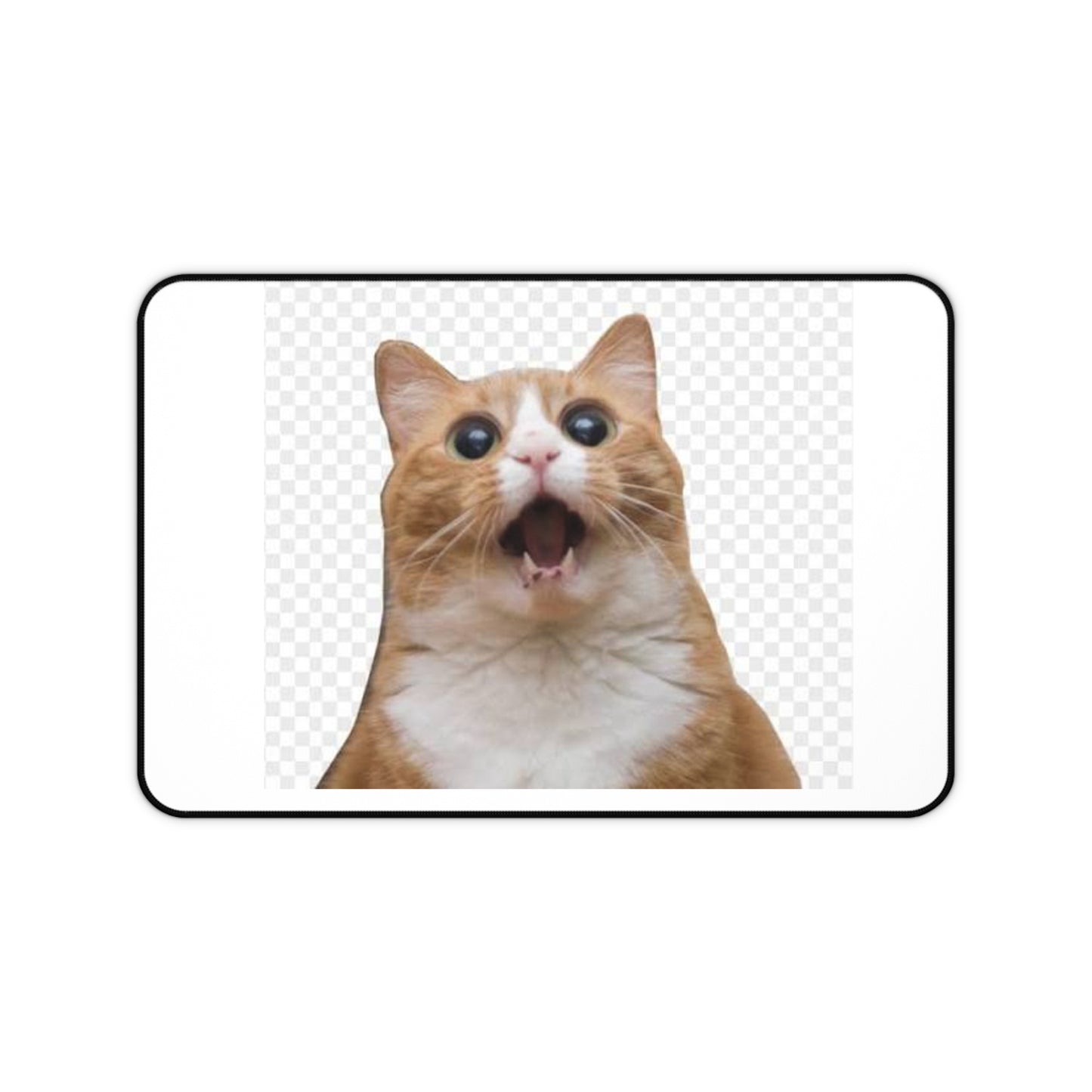 Surprised Ginger Cat Desk Mat — Cute Cat Mousepad for Home Office