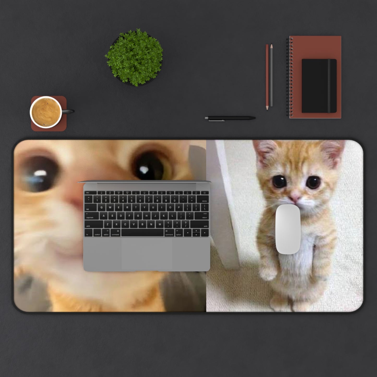 Cute Ginger Kitten Desk Mat — Photo Collage Mouse Pad for Cat Lovers