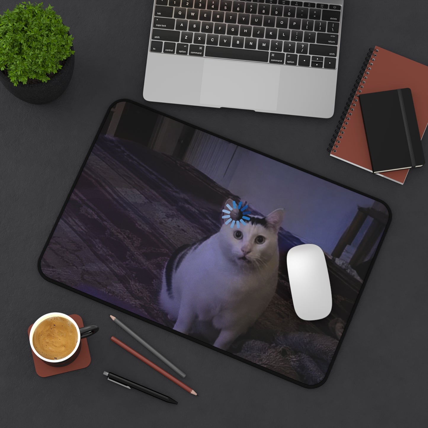 Cute Cat Desk Mat with Daisy Filter – Funny Cat Mousepad for Cat Lovers