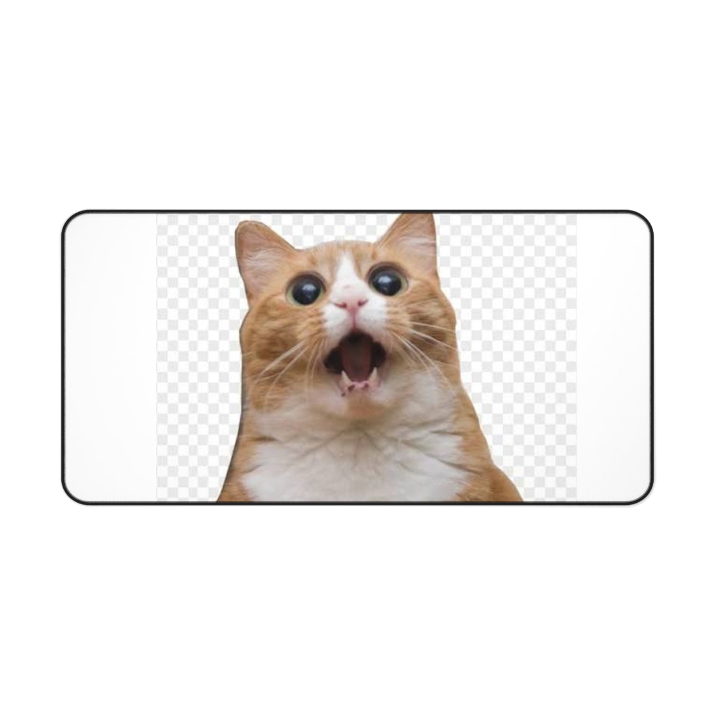 Surprised Ginger Cat Desk Mat — Cute Cat Mousepad for Home Office