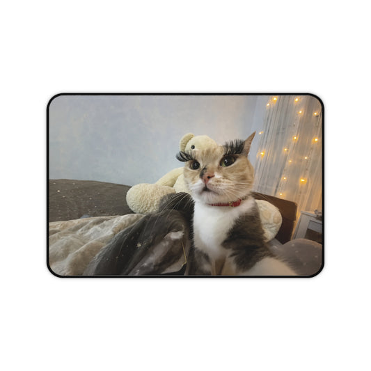 Cozy Cat Photo Desk Mat – Cute Calico Cat Mouse Pad for Home Office