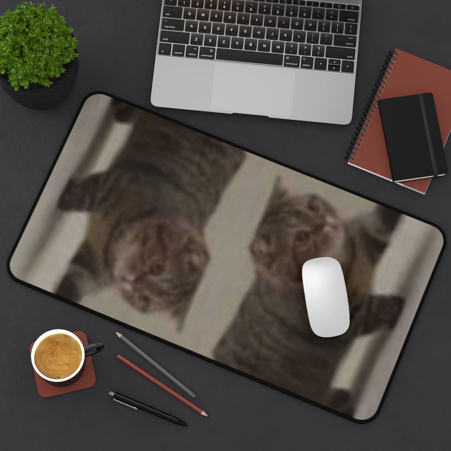 Cat Reflection Desk Mat — Funny Tabby Cat Mouse Pad for Home Office