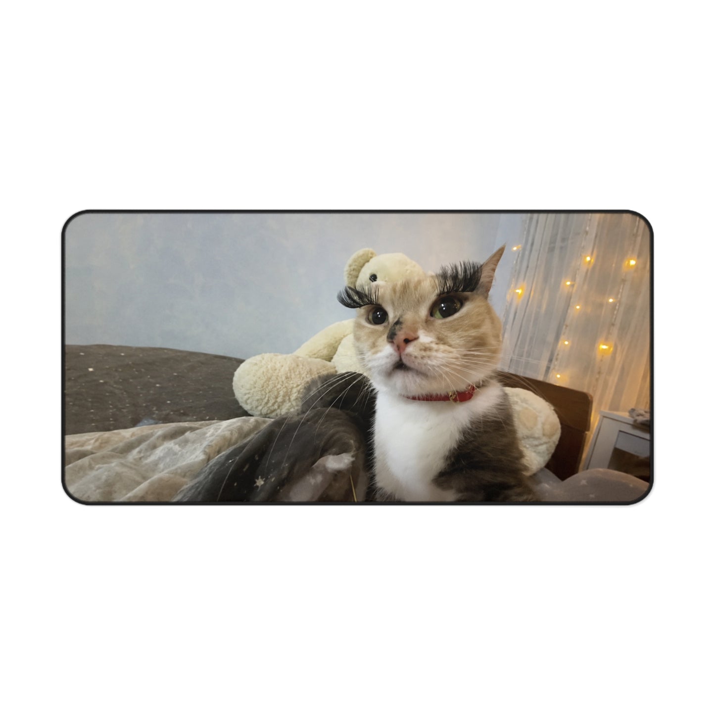 Cozy Cat Photo Desk Mat – Cute Calico Cat Mouse Pad for Home Office