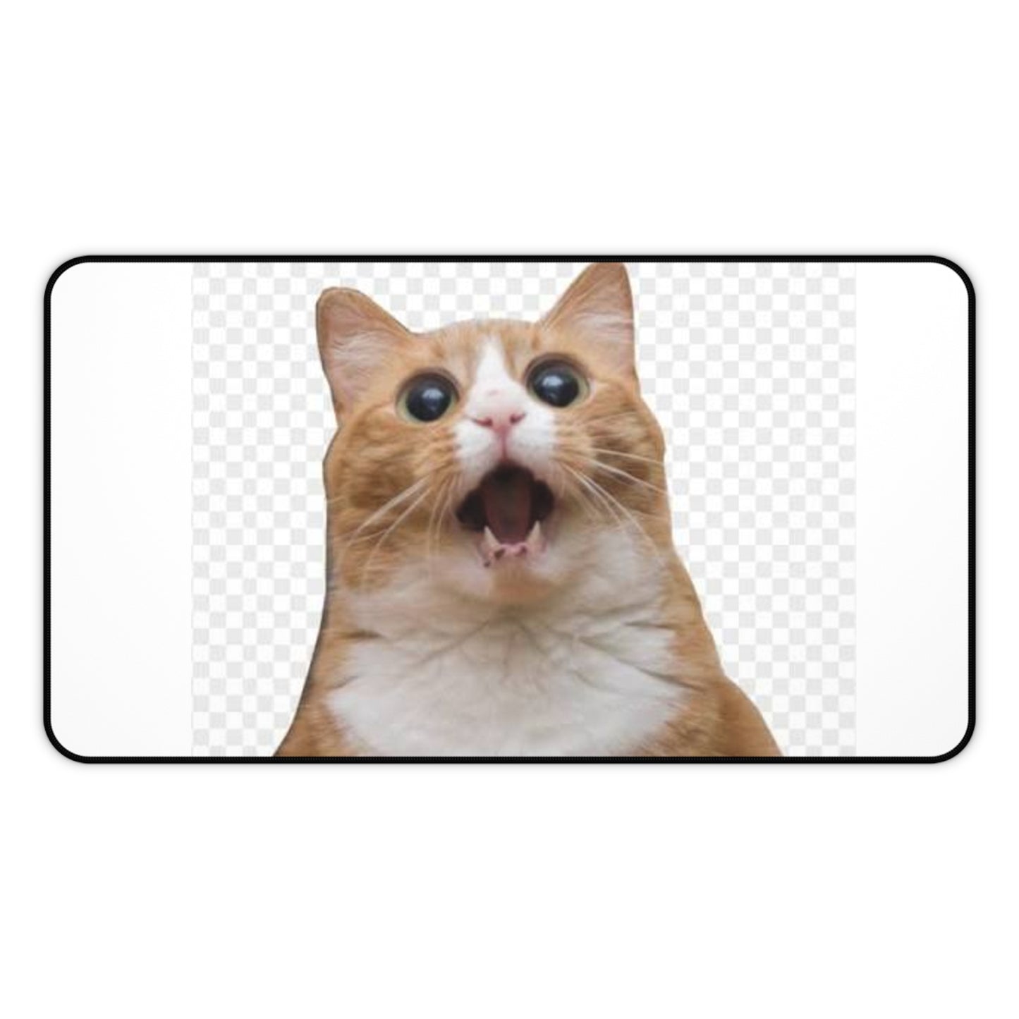 Surprised Ginger Cat Desk Mat — Cute Cat Mousepad for Home Office