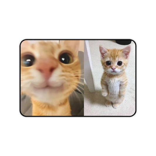 Cute Ginger Kitten Desk Mat — Photo Collage Mouse Pad for Cat Lovers