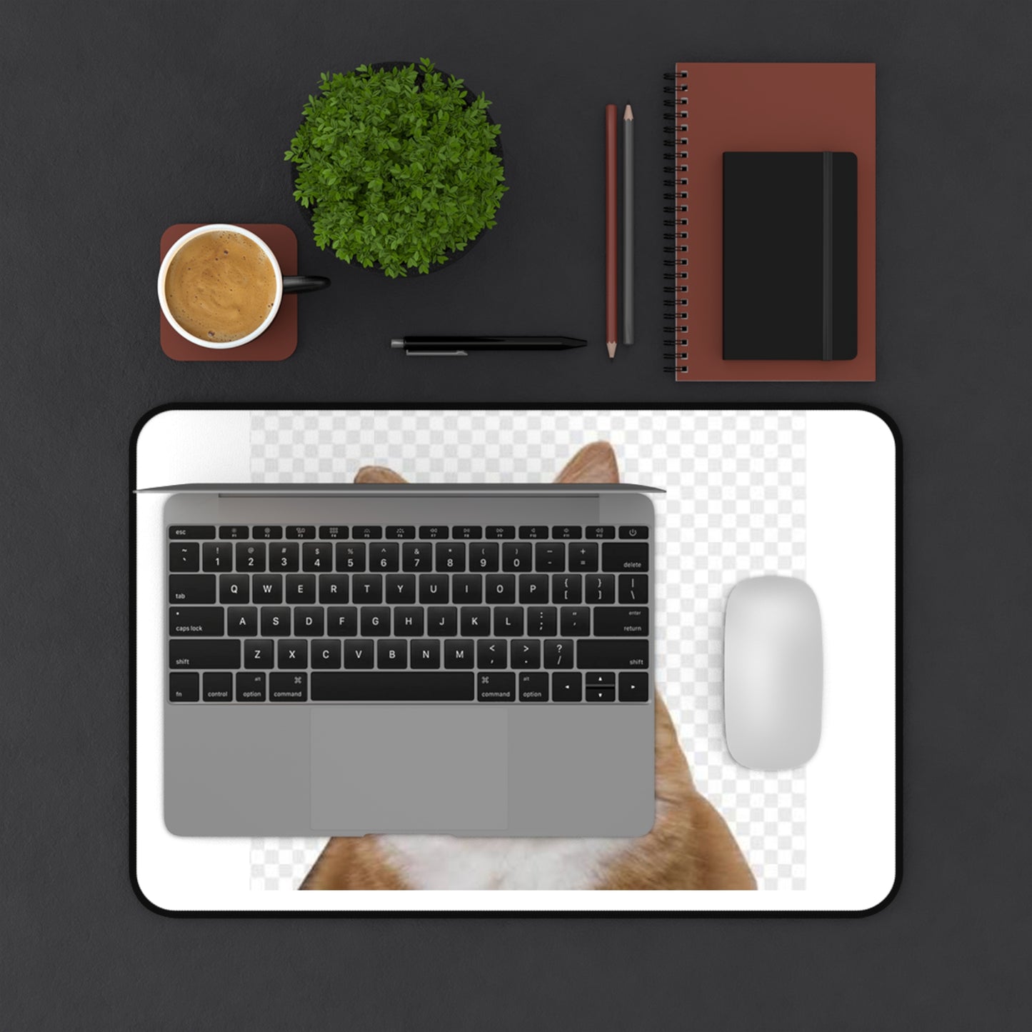 Surprised Ginger Cat Desk Mat — Cute Cat Mousepad for Home Office