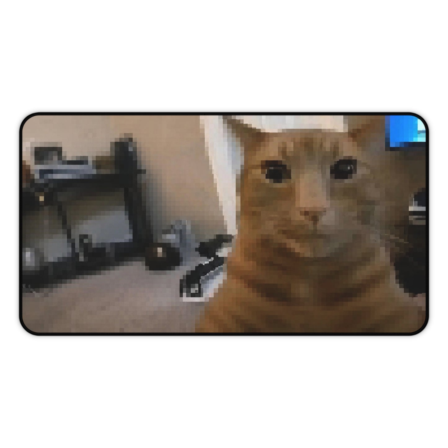 Cute  Pixelated Orange Cat Desk Mat — Funny Meme Cat Mouse Pad for Home/Office