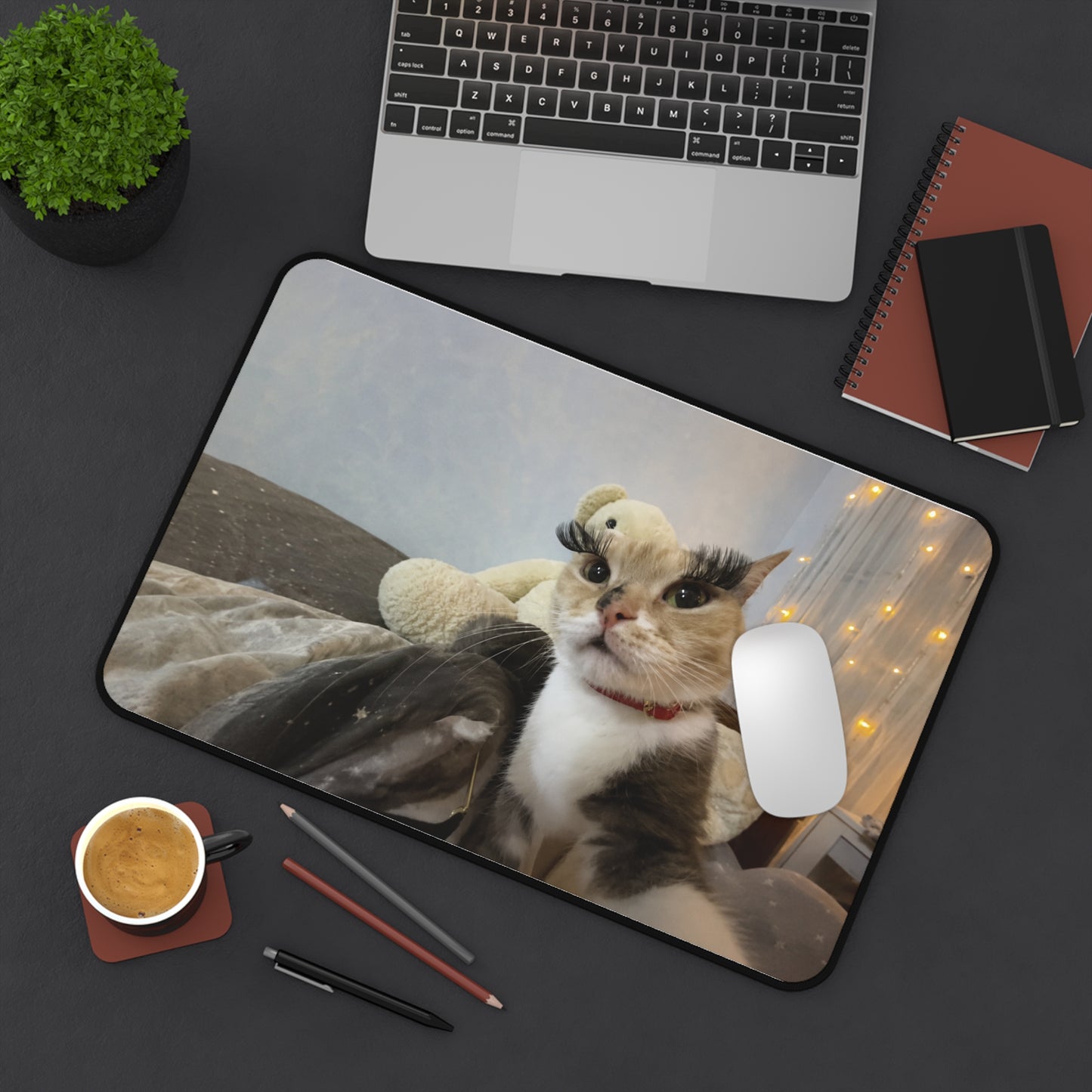 Cozy Cat Photo Desk Mat – Cute Calico Cat Mouse Pad for Home Office