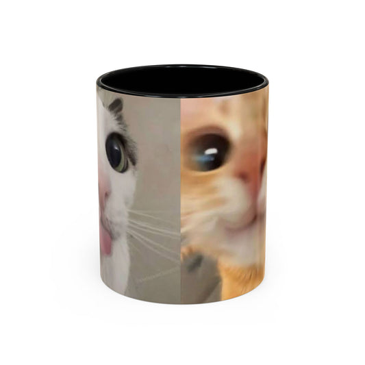 Cute Split-Photo Cat Accent Coffee Mug (11/15oz)