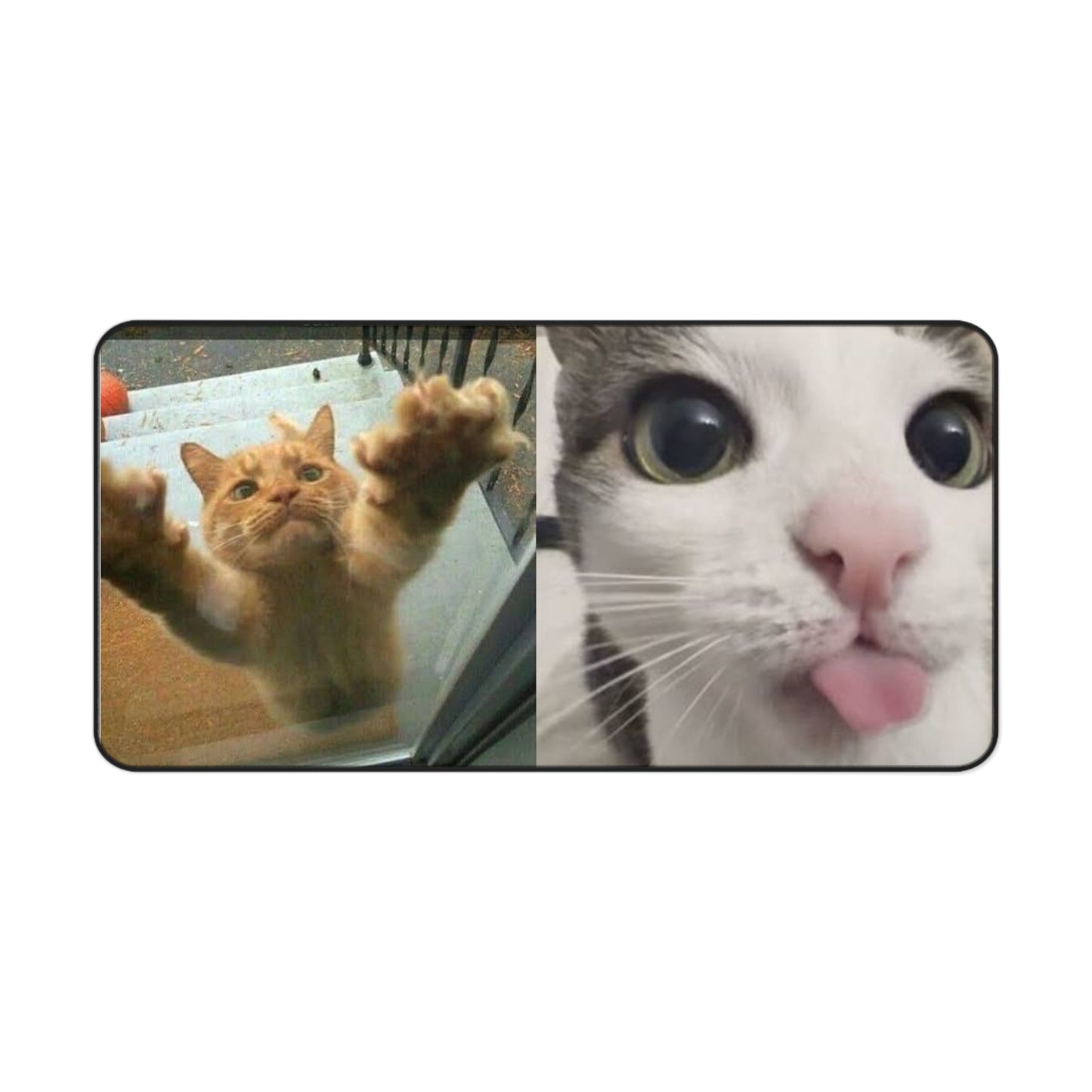 Funny Cat Meme Desk Mat — “This is Rudy, Rudy loves me. Rudy is not my cat.”