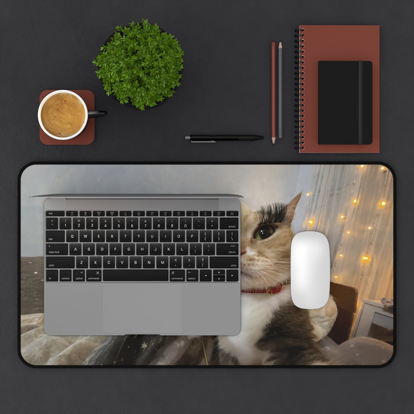 Cozy Cat Photo Desk Mat – Cute Calico Cat Mouse Pad for Home Office