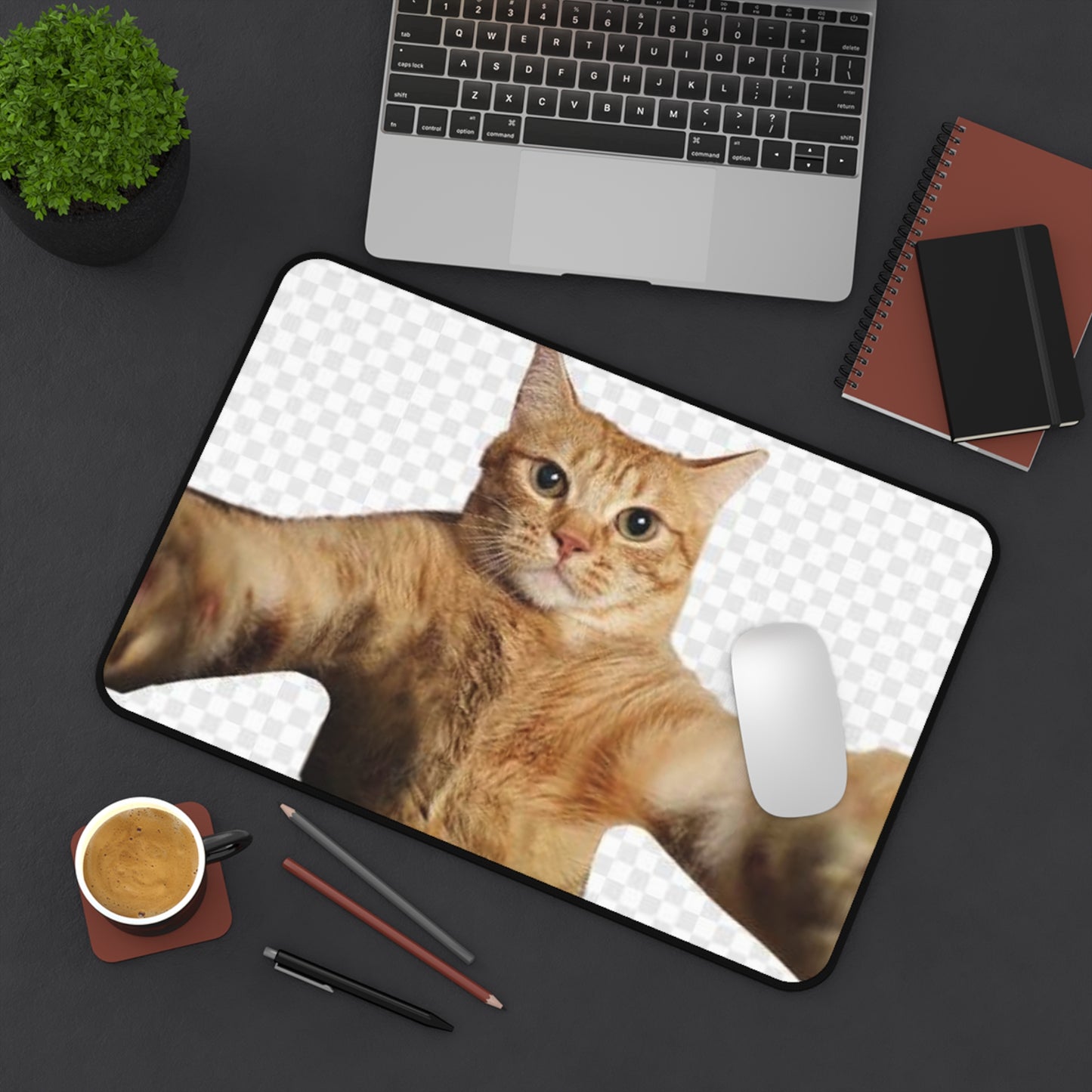 Cat Selfie Desk Mat – Funny Orange Tabby Mouse Pad