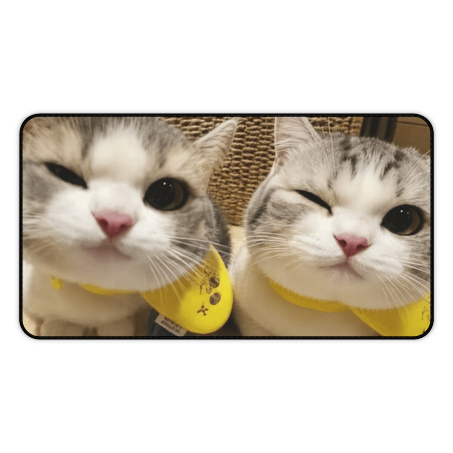 Cute Winking Cats Desk Mat — Adorable Twin Kittens Mouse Pad