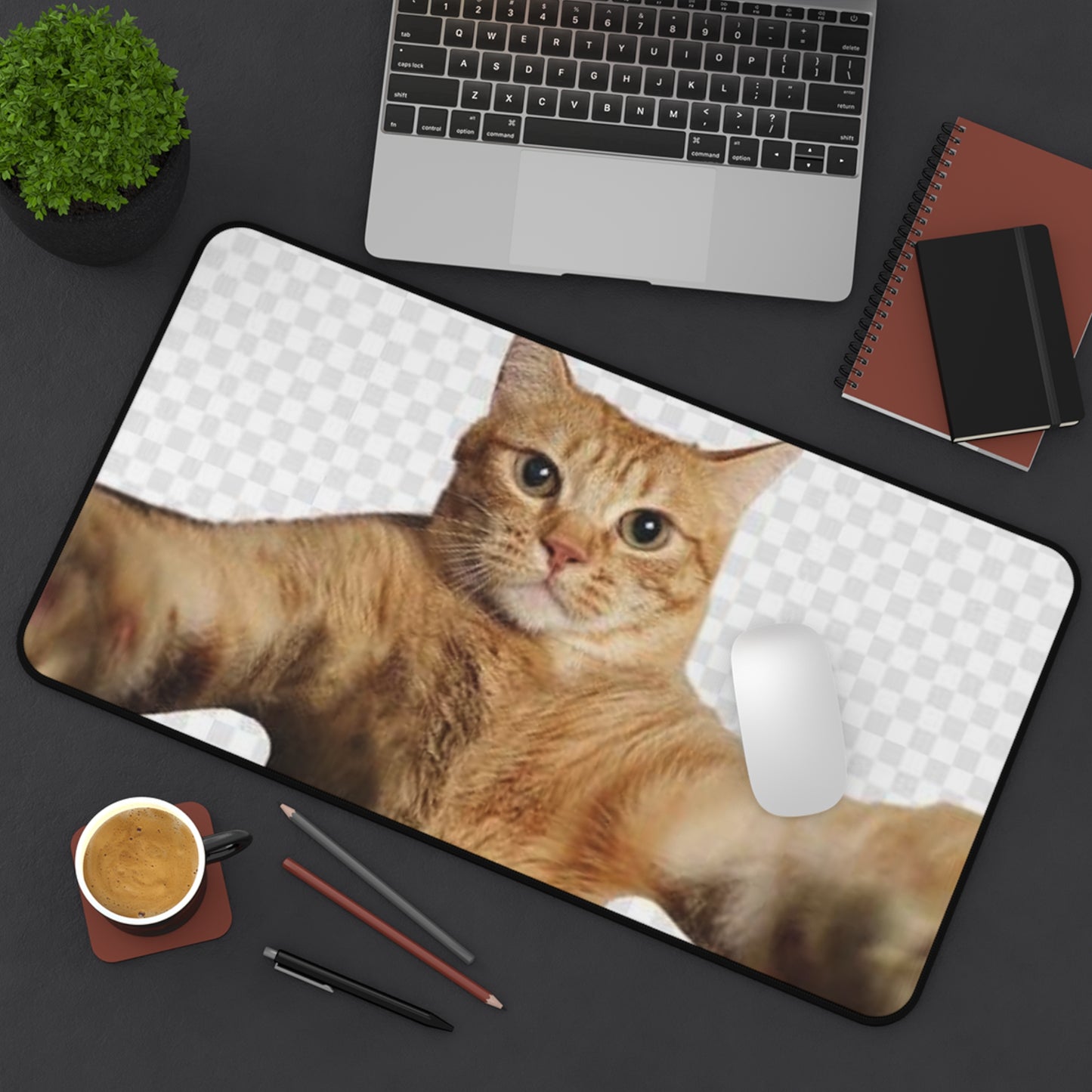 Cat Selfie Desk Mat – Funny Orange Tabby Mouse Pad