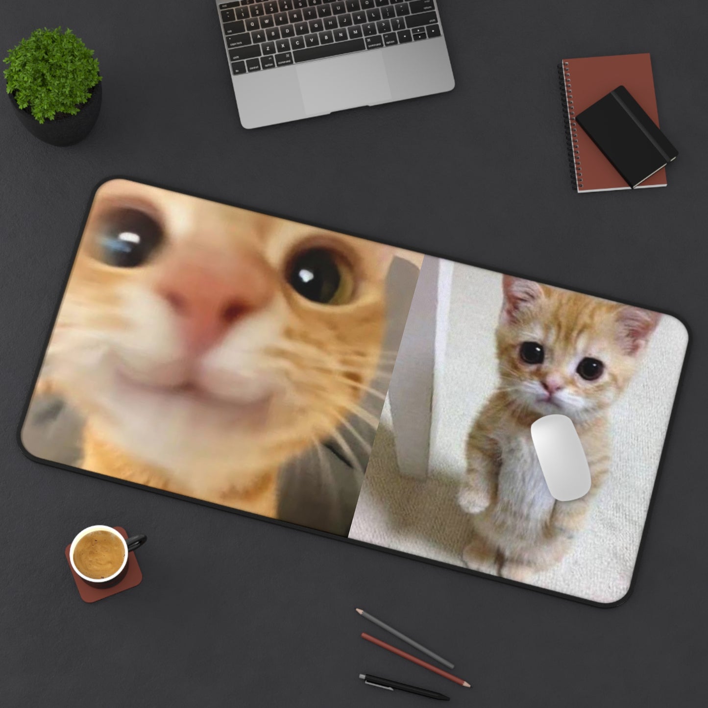 Cute Ginger Kitten Desk Mat — Photo Collage Mouse Pad for Cat Lovers