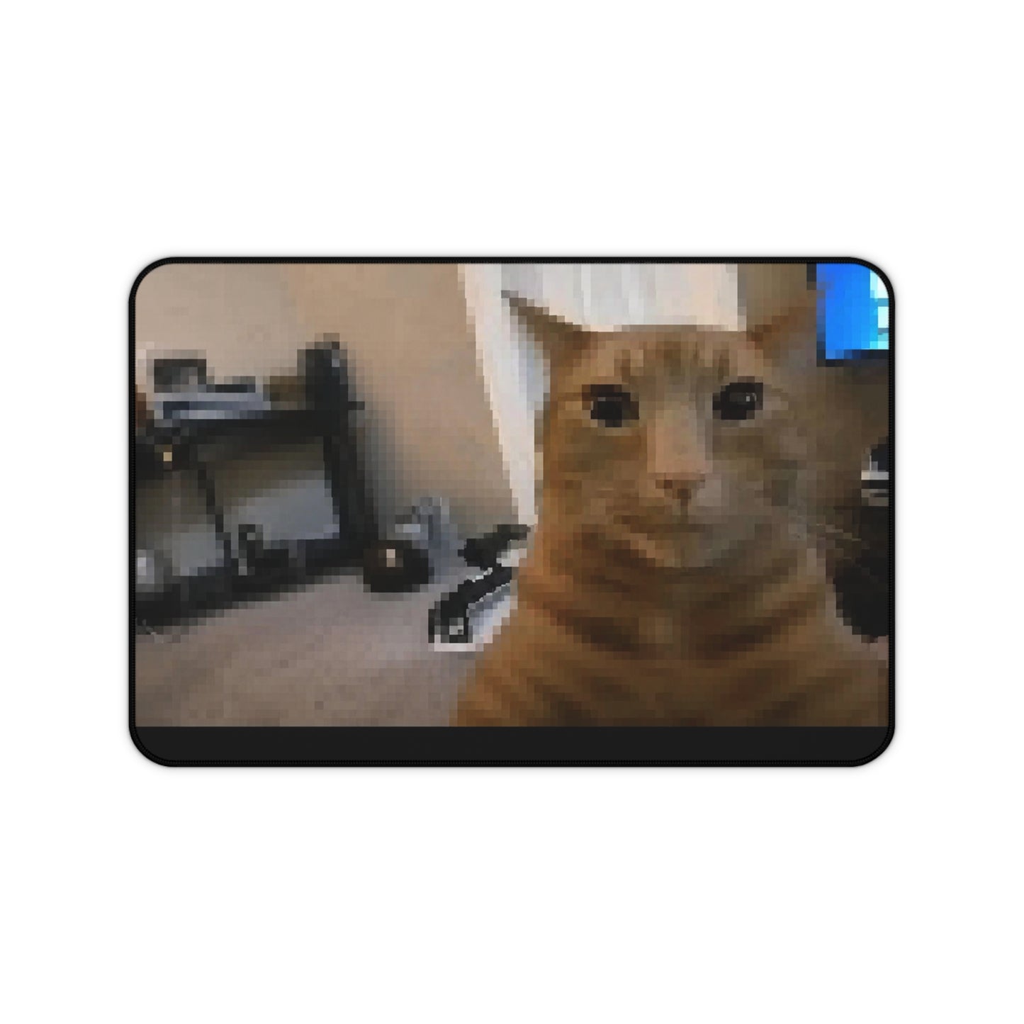 Cute  Pixelated Orange Cat Desk Mat — Funny Meme Cat Mouse Pad for Home/Office