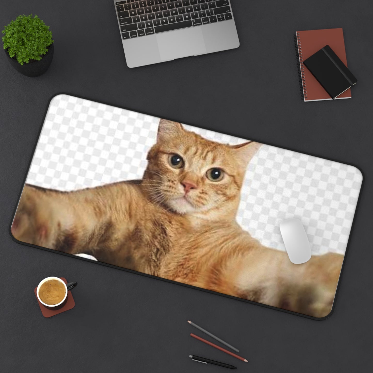 Cat Selfie Desk Mat – Funny Orange Tabby Mouse Pad