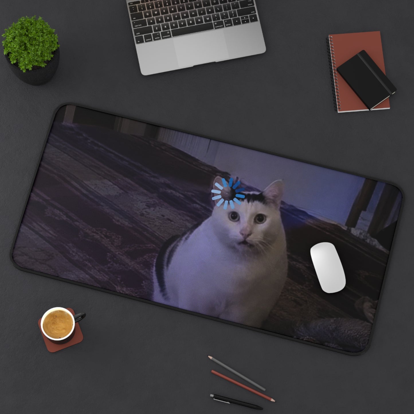 Cute Cat Desk Mat with Daisy Filter – Funny Cat Mousepad for Cat Lovers