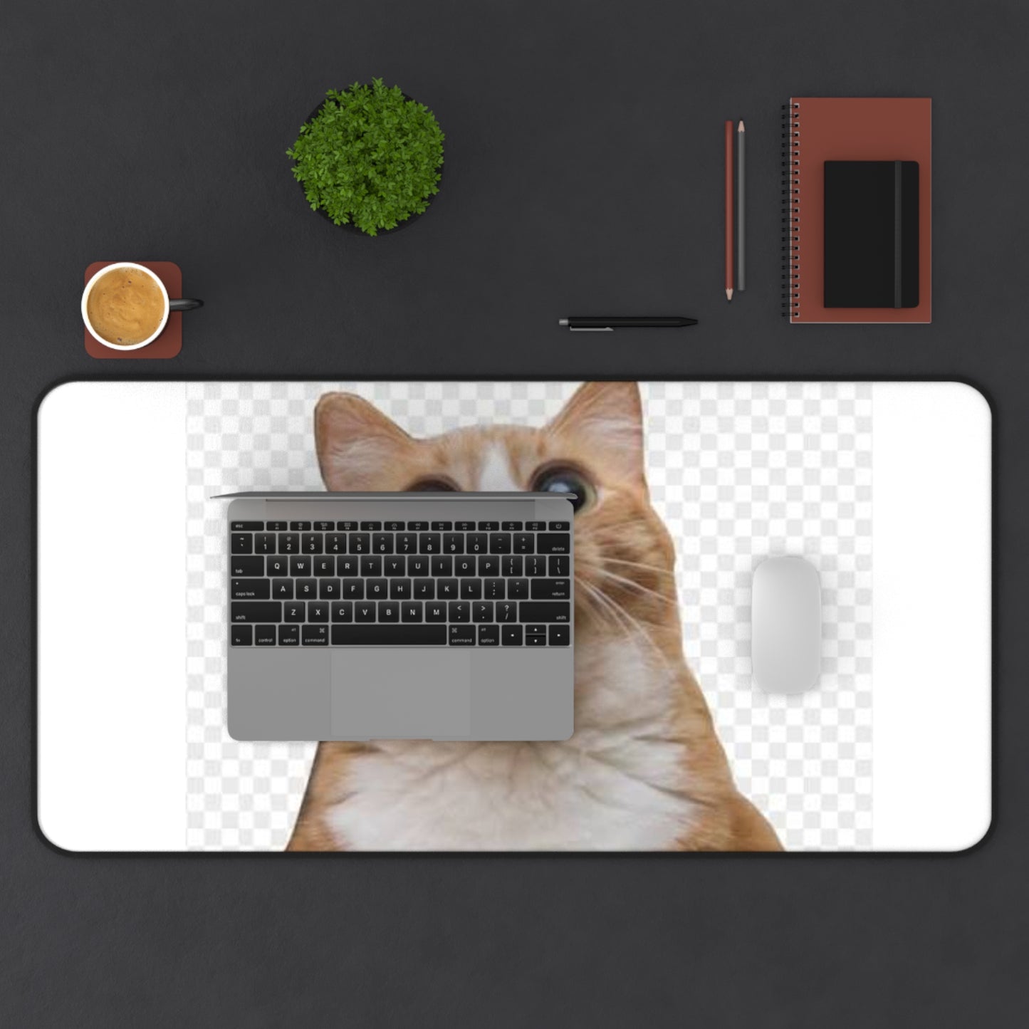 Surprised Ginger Cat Desk Mat — Cute Cat Mousepad for Home Office