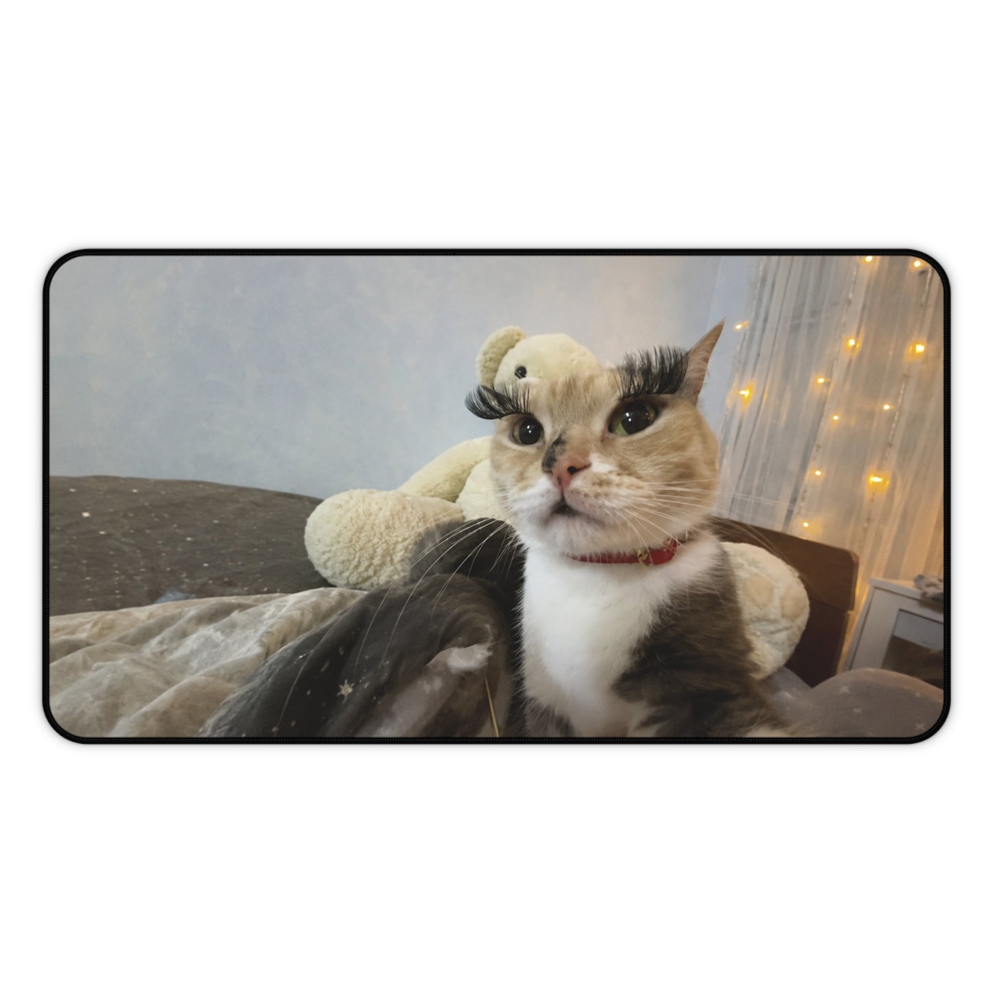 Cozy Cat Photo Desk Mat – Cute Calico Cat Mouse Pad for Home Office