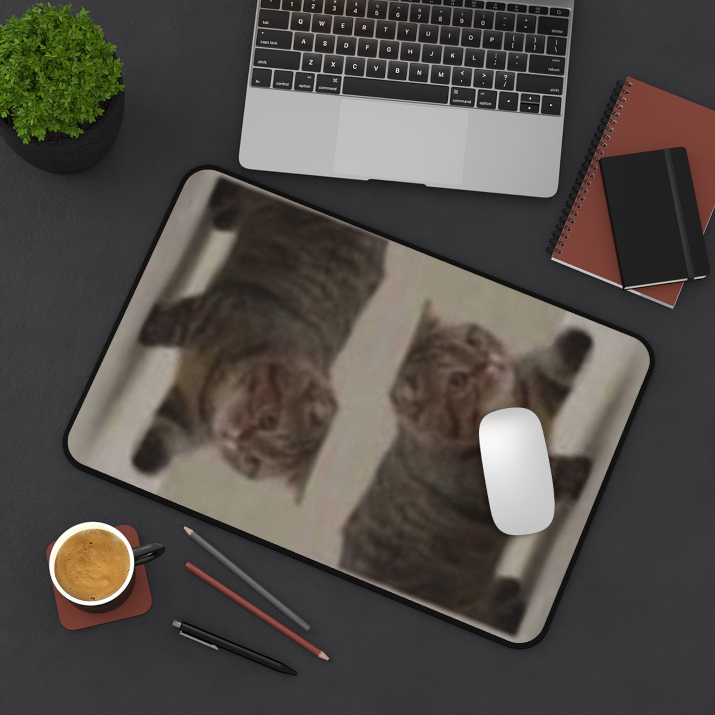 Cat Reflection Desk Mat — Funny Tabby Cat Mouse Pad for Home Office