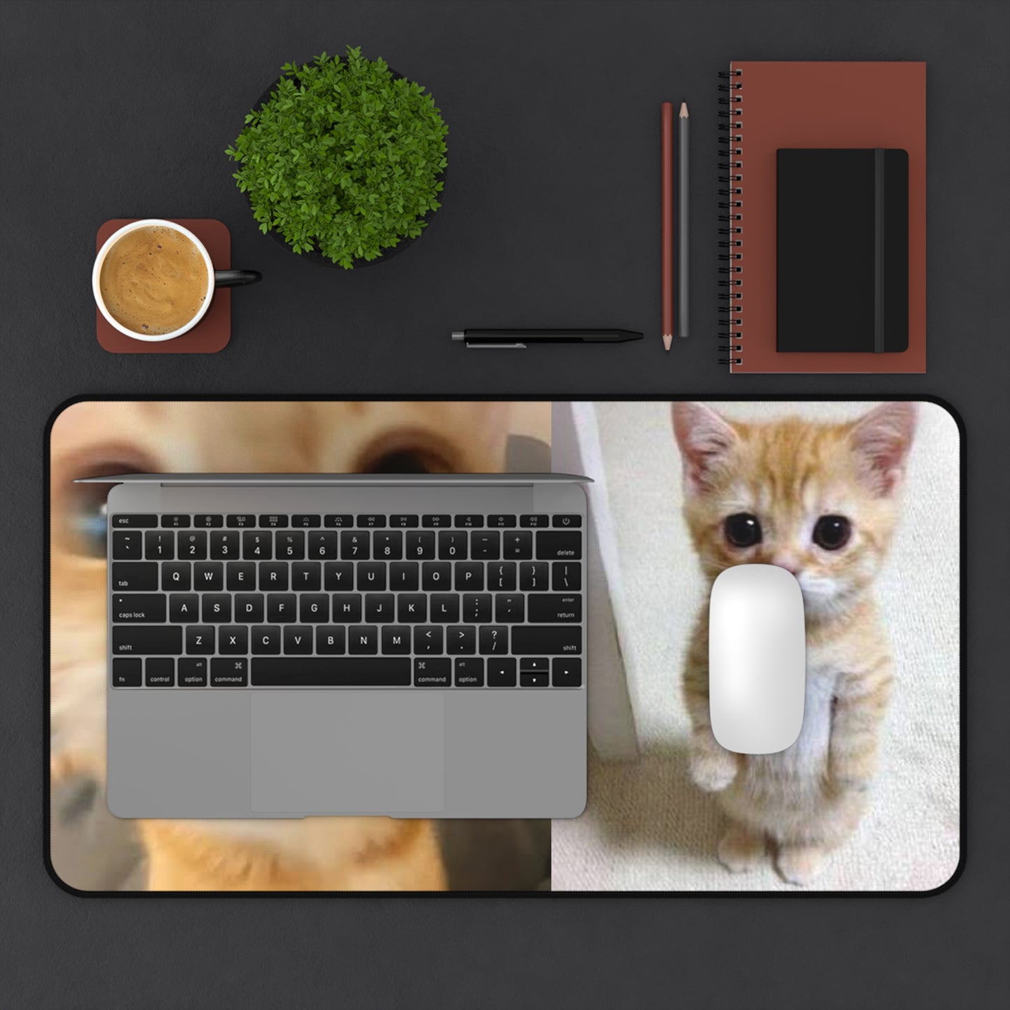 Cute Ginger Kitten Desk Mat — Photo Collage Mouse Pad for Cat Lovers