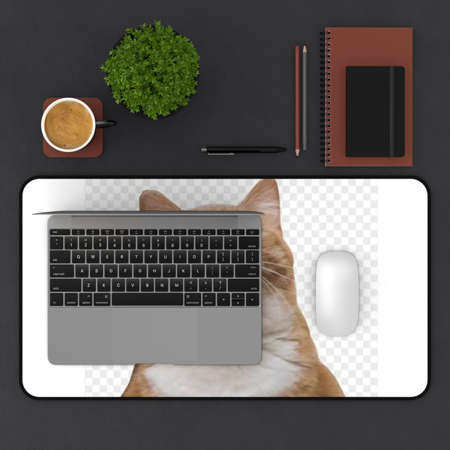 Surprised Ginger Cat Desk Mat — Cute Cat Mousepad for Home Office