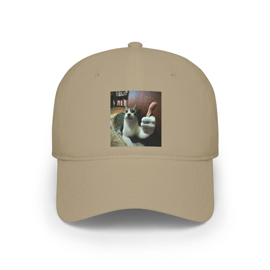 Cat Thumbs-Up Baseball Cap — Funny Cat Photo Low Profile Hat