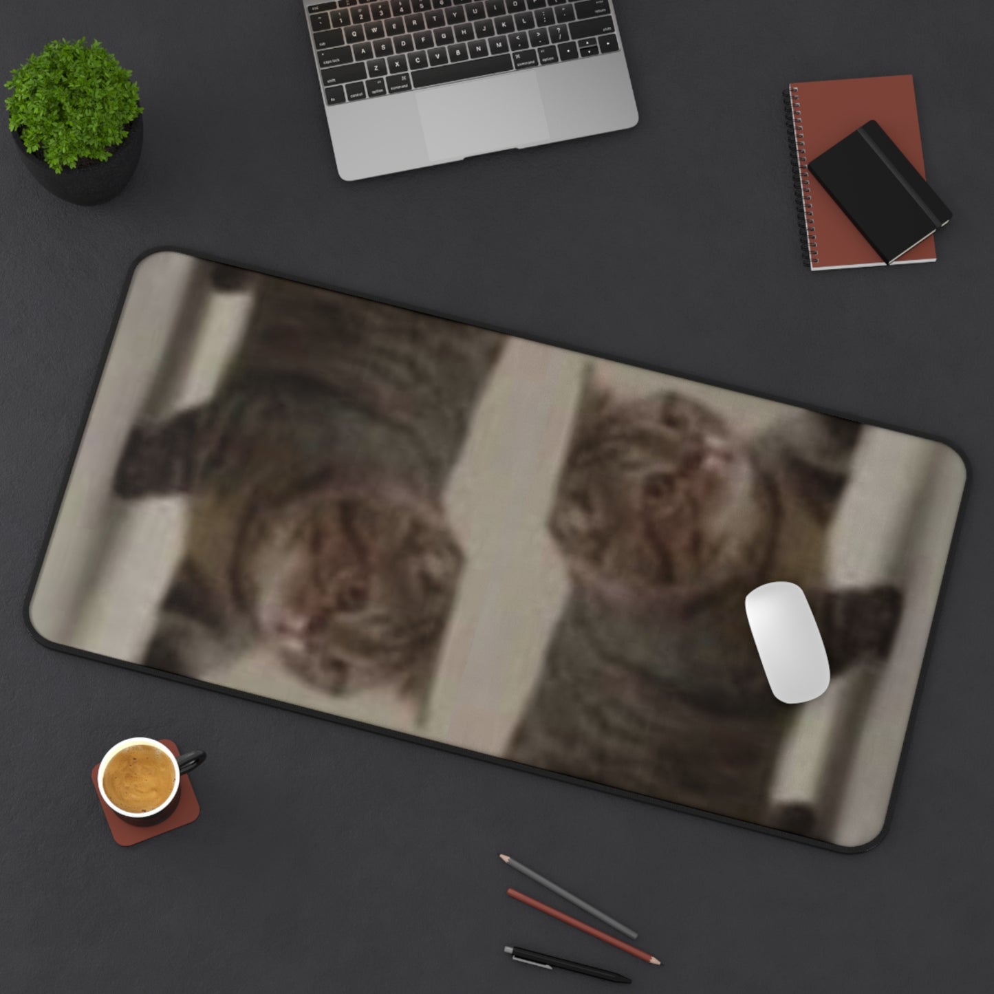 Cat Reflection Desk Mat — Funny Tabby Cat Mouse Pad for Home Office